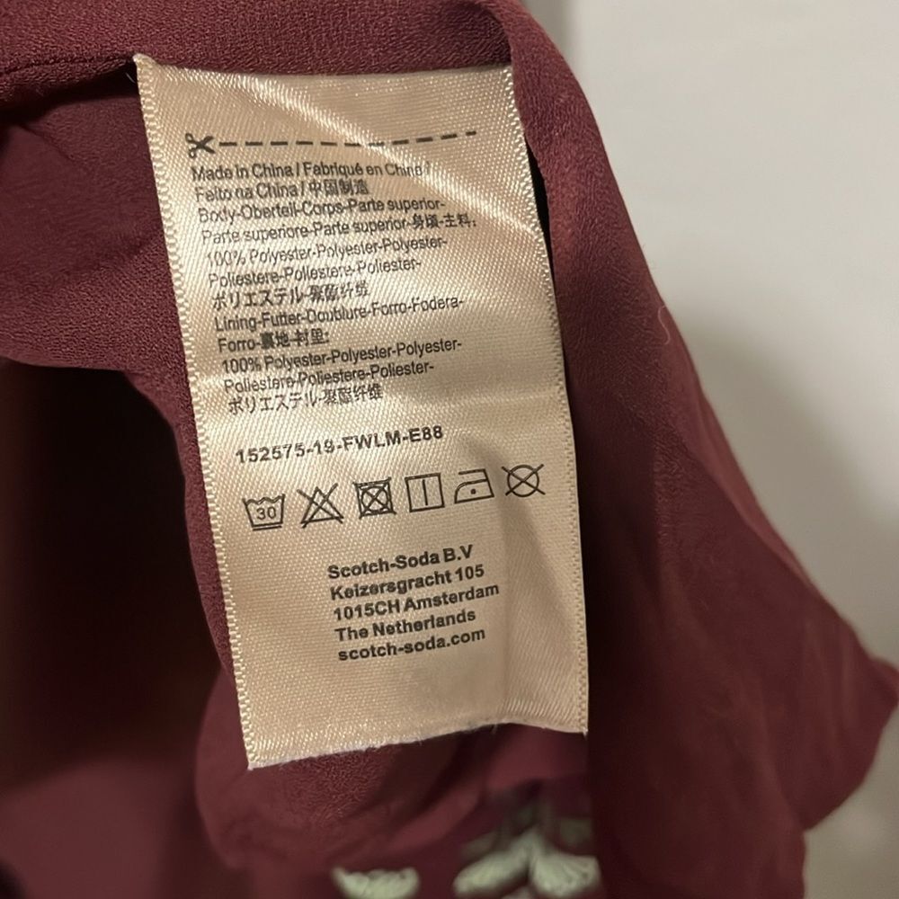 SCOTCH & SODA Atelier 4 Maroon Floral High-Low Wrap Dress, Size M - Picture 12 of 13